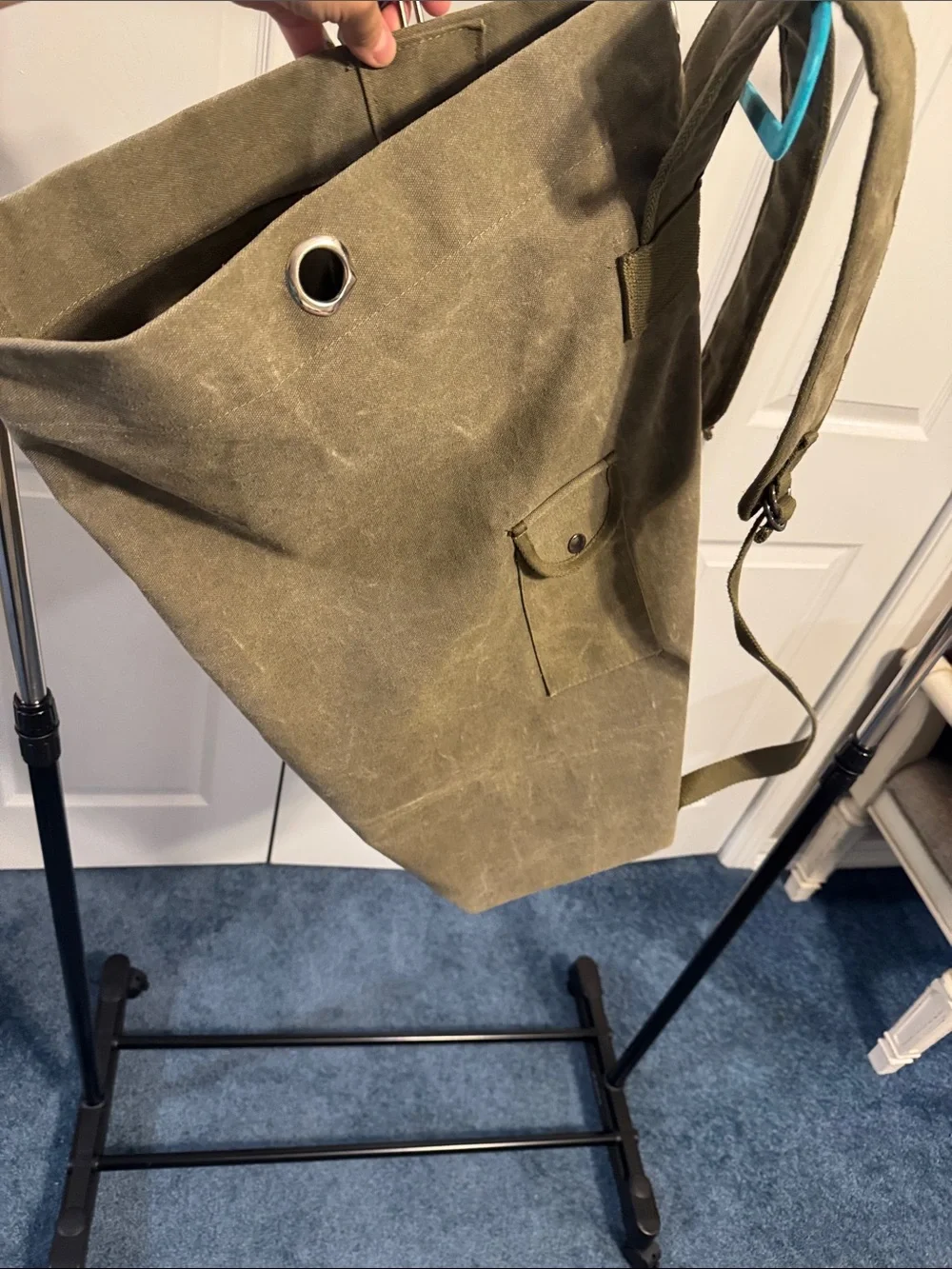 Olive Canvas Roll-Top Backpack - Casual Men’s Bag